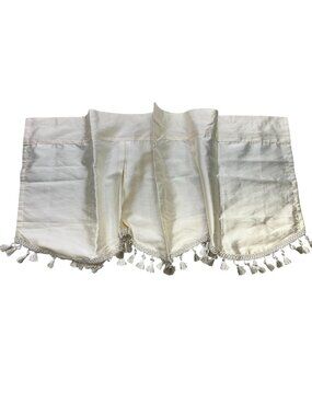 Cream Tassel Trim Rod Pocket Elegant Decorative Window Valance Curtain